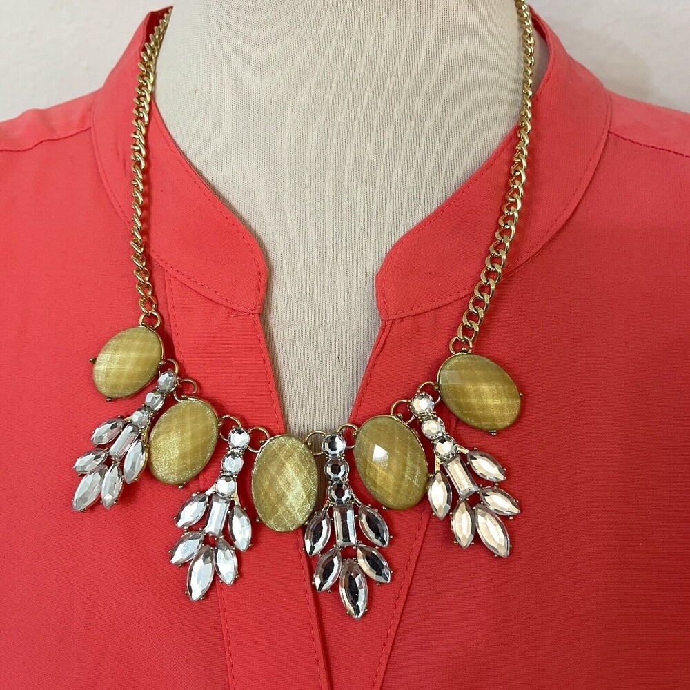 Erica Lyons Gold-tone Chain Yellow Rhinestone Fashion Necklace